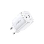 Ugreen Nexode Cd294 45W USB Type-C QC 4.0 PD Gan X 2 Portlu Hızlı Beyaz Şarj Cihazı
