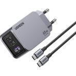Ugreen Nexode Pro 65W Gan Hızlı Şarj Cihazı Type-C Qc Pd 2xusb-C 1xusb-A Uzay Grisi 25871 - Siyah