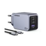 Ugreen Nexode Pro 65W GaN Hızlı Şarj Cihazı USB-C QC PD 2xUSB-C, 1xUSB-A, Uzay Grisi, 25871