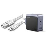 UGREEN Premium Şarj Seti: 100W GaN Adaptör ve 1m Beyaz USB-C Kablo