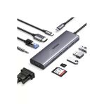 Ugreen Type-C To 3*Usb 3.0 4K/30Hz Hdmı Vga Gigabit Ethernet Aux Sd Tf Kart Okuyucu Çoklayıcı Hub - 15601