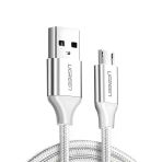 Ugreen Usb 2.0 A To Micro Usb Örgülü Hızlı Şarj Kablosu, 1M, Beyaz, 60151