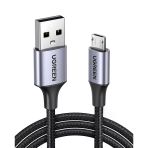 Ugreen Usb 2.0 A To Micro Usb Örgülü Hızlı Şarj Kablosu, 1M, Siyah, 60146