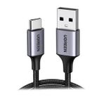 UGREEN USB-A to USB-C 3A QC Örgülü Hızlı Şarj Kablosu, 0,5 Metre Siyah