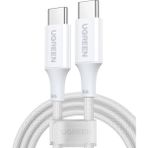 Ugreen Usb-C 100W 3A Qc Pd Silikon Örgülü Hızlı Şarj Kablosu, 1 Metre, Beyaz, 15267