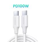 Ugreen Usb-C 100W 5A Qc Pd Hızlı Şarj Kablosu, 2 M, Beyaz, 60552