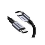 Ugreen USB-C 100W 5A QC PD Örgülü Hızlı Şarj Kablosu, 1 m, Siyah, 70427