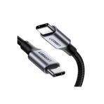 Ugreen USB-C 100W 5A QC PD Örgülü Hızlı Şarj Kablosu, 2 m, Siyah, 70429