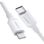 UGREEN USB-C - Lightning 3A PD MFi Sertifikalı Hızlı Şarj Kablosu, 2 m, Beyaz, 60749 - 2 Metre