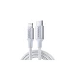 Ugreen USB-C - Lightning 3A PD MFi Sertifikalı Örgülü Hızlı Şarj Kablosu, 1 m, Gümüş, 70523