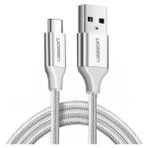 Ugreen Usb-C to Usb-A 3A QC Örgülü Hızlı Şarj Kablosu 1 Metre Gümüş Beyazı 60131
