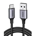 Ugreen Usb-C to Usb-A 3A QC Örgülü Hızlı Şarj Kablosu 3 Metre Gümüş Beyazı 60409