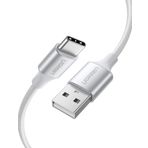 UGREEN USB-C to USB-A 3A QC Örgülü Hızlı Şarj Kablosu, 3 Metre, Gümüş Beyazı