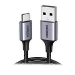 Ugreen USB-C to USB-A 3A QC Örgülü Hızlı Şarj Kablosu 3 Metre Siyah -