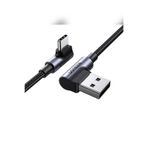 Ugreen USB-C - USB-A 3A QC 90 Derece Hızlı Şarj Kablosu, 3 m, Uzay Grisi, 70875