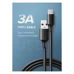 Ugreen USB-C - USB-A 3A QC Hızlı Şarj Kablosu, 0,5 m, Siyah, 60115