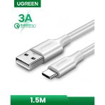 Ugreen Usb-C - Usb-A 3A Qc Hızlı Şarj Kablosu, 1.5 M, Beyaz, 60122
