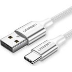 UGREEN USB-C - USB-A 3A QC Örgülü Hızlı Şarj Kablosu, 2 m, Gümüş Beyazı, 60133 - 2 Metre