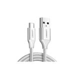 Ugreen USB-C - USB-A 3A QC Örgülü Hızlı Şarj Kablosu, 2 m, Gümüş Beyazı, 60133