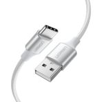 Ugreen USB-C - USB-A 3A QC Örgülü Hızlı Şarj Kablosu, 3 m, Gümüş Beyazı, 60409