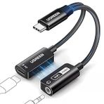 UGREEN USB C'den 3,5 mm Jack Aux Adaptörüne PD 60W Hızlı Şarj, iPhone 15 için Manyetik USB Ses Kartı, Dizüstü Bilgisayar ve Kulaklık (CTIA/OMTP Standardı) vb.