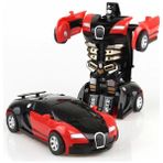 Uğur Böceği Ticaret Robota Dönüşen Araba Transformers It Bırak - Bugatti Modeli - Kırmızı