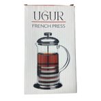 UĞUR French Press, Cam Gövdeli, Paslanmaz Çelik Kapak ve Taban, Kahve Demleme