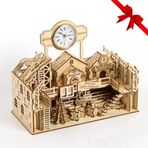 UGUTER 3D Ahşap Yapboz Noel Baba Atölye Evi Model Kiti Kendin Yap Ev Dekorasyonu Yetişkinler ve Gençler için Çarpıcı Noel Doğum Günü Hediyeleri (Noel Baba Fabrikası)