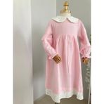 Uhde Store Kız Çocuk Yıldız Pembe Tesettür Müslin Elbise Merasim Elbisesi Umre Elbisesi - Pembe - Gümüş - 11 - 12 Yaş