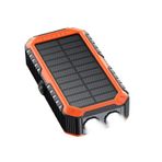 Uhngw Solar Charger Power Bank - Taşınabilir Telefon Şarj Cihazı, 20000mAh El Krank Güç Bankası Harici Pil Paketi Dahili Kablolar SOS Strobe Fenerler Yürüyüş Ev Survival için