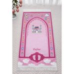 uhtico Pembe Kişiye Özel İsimli Çocuk Seccadesi , Eğitici Seccade Namazlık Hediyelik İsim Nakışlı 45x90cm