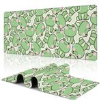 Uiaoiais Kawaii Kurbağa Oyun Fare Altlığı, Yeşil Sevimli Masa Matı, 31,5 x 15,7 cm Büyük Masa Pedi, Dikişli Kenarlı Kaymaz Taban Klavyesi, Ofis, Ev İşi, Oyun için Büyük Mouse Pad