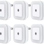 Uigos LED Gece Lambası Akıllı Sensörlü Gece Lambası Alacakaranlıktan Şafak Sensörü, Gün Işığı Beyazı, 0,5 W Plug-in, 6'lı Paket