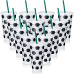 Uiifan 12 Adet 24 oz Futbol Plastik Bardak Kapaklı ve Pipetli Yeniden Kullanılabilir Golf Bardak Bardak Seyahat Kahve Bardak Futbol Hediyeleri Antrenör Erkek Arkadaş Golf Fan Erkekler Kadınlar için