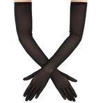 Uintoon Uzun tül sırf eldiven kadın resmi 1920s opera dans kostüm parti düğün dirsek uzunluğu seksi eldiven kadınlar için, Siyah, 22 inches long