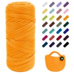 Uiopa Tişört İpliği, 200 g/59,7 m Elastik Kumaş Kumaş Örgü T Shirt İpliği, Turuncu Kalın Tığ Kumaş Şerit Tığ İşi Çanta/Sepetler/Kilimler için, Ev Dekorasyonu, Kendin Yap El Sanatları