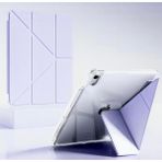 UK Apple iPad 10.nesil A2696 A2757 Uyumlu Uyku Modu Kalemlik Bölmeli 3 Katlamalı Kılıf - Lila