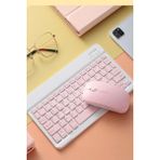 UK Apple iPad Air 5.nesil Uyumlu Bluetooth Klavye Mouse Set - Pembe