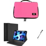 Uk İpad Air 5 Uyumlu 10.9 Inc Fuşya Tablet Çantası Kablosuz Klavyeli Standlı Kılıf Set