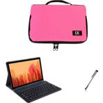 Uk Samsung Galaxy Tab A8 T290 Uyumlu Fuşya Tablet Çantası Kablosuz Klavyeli Standlı Kılıf Set