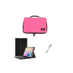 Uk Samsung Galaxy Tab S6 Lite P610 Uyumlu Fuşya Tablet Çantası Kablosuz Klavyeli Standlı Kılıf Set