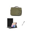 Uk Samsung Galaxy Tab S6 Lite P610 Uyumlu Haki Tablet Çantası Kablosuz Klavyeli Standlı Kılıf Set