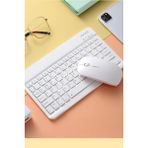 UK Samsung Galaxy Tab S9 FE Plus SM-X610 Uyumlu Beyaz Bluetooth Klavye-Mouse