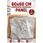 UKAB DEKOR 1 Adet Gri 60x60 Cm Mermer Desenli Kendinden Yapışkanlı Seramik Köpük Pvc Duvar Paneli Banyo Wc Mutfak