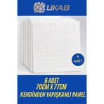 UKAB DEKOR 70x77 Cm 6 Adet 3 mm Kendinden Yapışkanlı Dekoratif Sünger Beyaz Tuğla Duvar Paneli Kağıdı