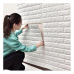 UKAB DEKOR Kendinden Yapışkanlı Beyaz Esnek Köpük Taş Desen Duvar Kağıdı Paneli 50 X 50 cm (1 adet 0,25m²) beyaz 50 x 50