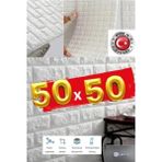 UKAB DEKOR Kendinden Yapışkanlı Beyaz Esnek Köpük Taş Desen Duvar Kağıdı Paneli 50 X 50 cm (1 adet 0,25m²)