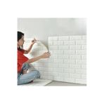 UKAB DEKOR Kendinden Yapışkanlı Beyaz Esnek Köpük Taş Desen Duvar Paneli 70x77 cm (1 adet 0,54m²) Salon, Mutfak Beyaz 70 x 77