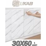 Ukab Dekor Kendinden Yapışkanlı Mermer Seramik Desenli Köpük Pvc Duvar Paneli (30X60 Cm) Banyo Mutfak 60013 - 30 x 61