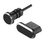 UKCOCO 2 parça/set 3,5 mm kulaklık jakı toz önleyici fiş ve Micro USB Port fişi (siyah)
